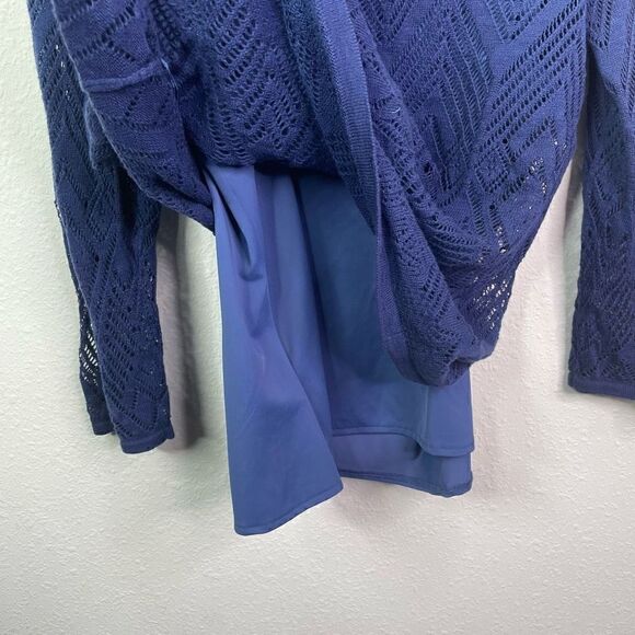 Lauren Ralph Lauren Linen Blend Layered Knit Blue Top Size L - Picture 8 of 8